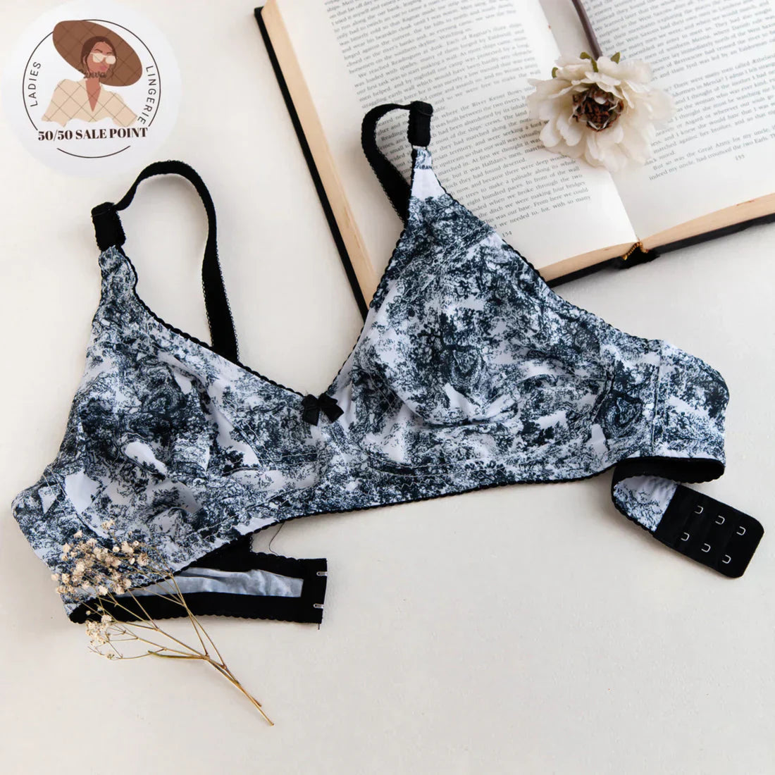 Cheeta Print Cotton Daily Wear Bra Non Padded Pack of 2 in 1299
