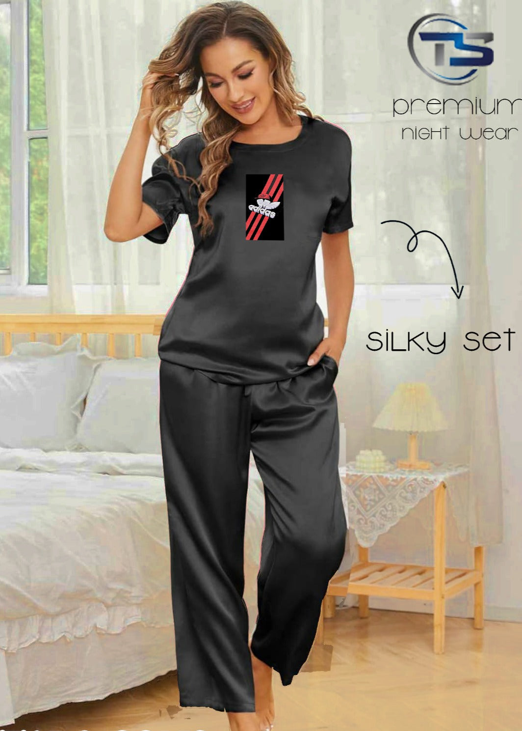 Adidas Night Dress for Women Daily Wear PJ Soft Silk Night Suit