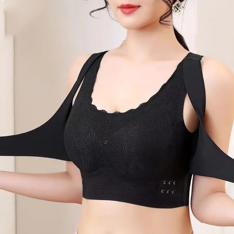 Front Open Double Coverage Bra for Chest Lifting