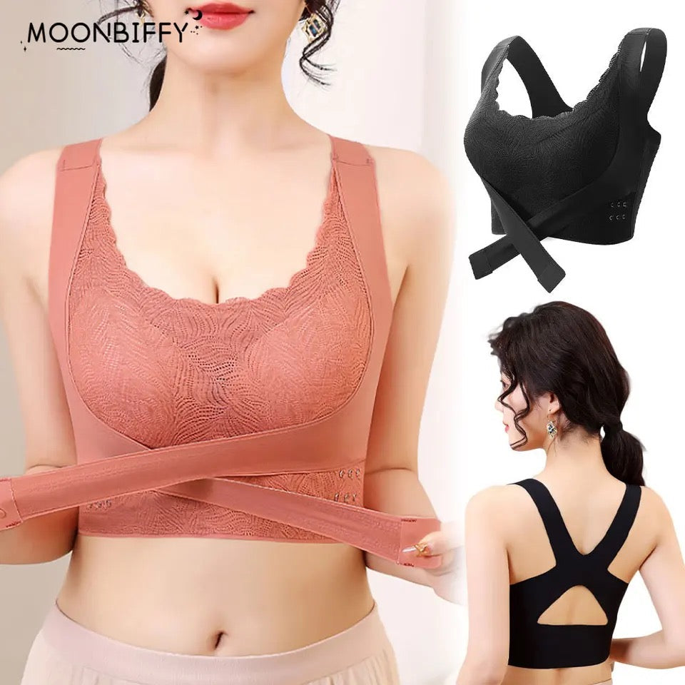 Front Open Double Coverage Bra for Chest Lifting