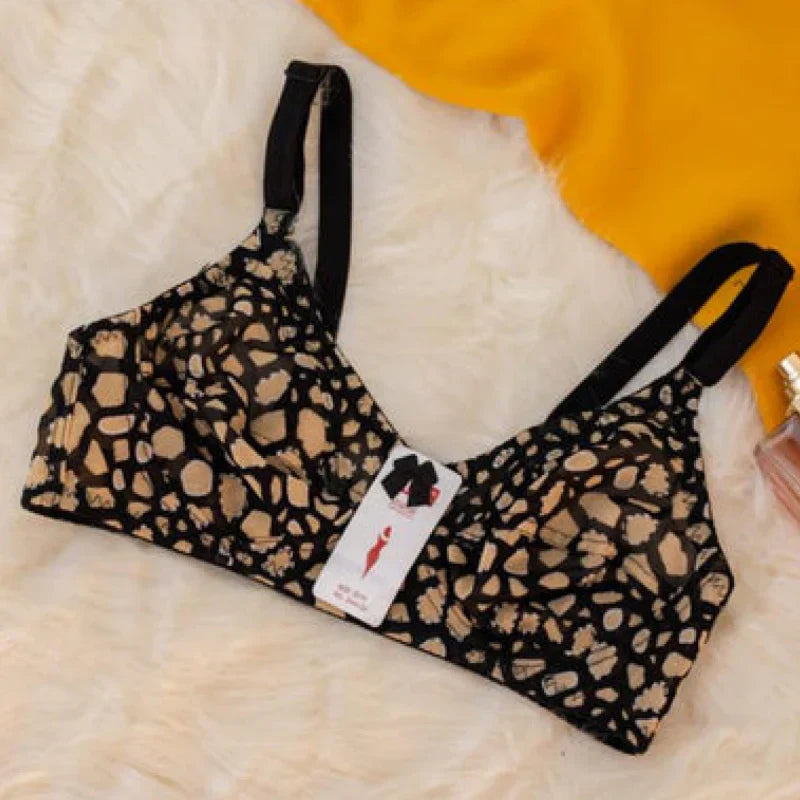 Cheeta Print Cotton Daily Wear Bra Non Padded Pack of 2 in 1299