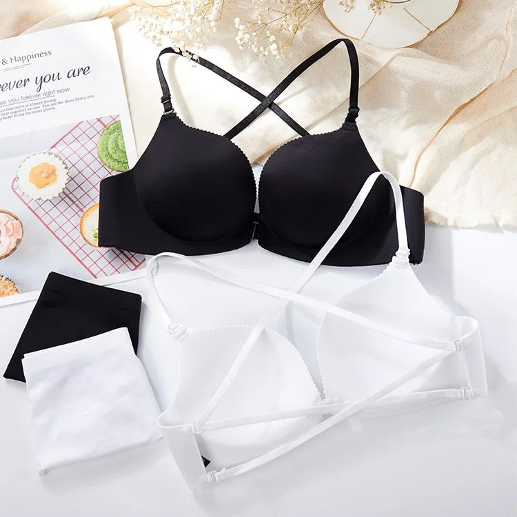 Cross Back Front Open Bra - Basic